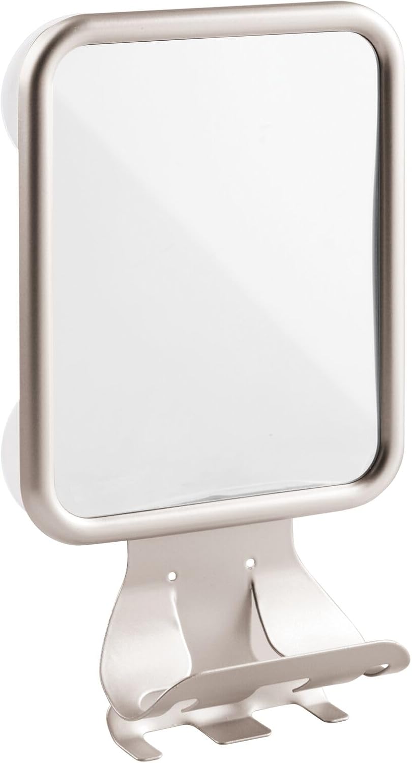mDesign Large Metal Suction Shaving Mirror
