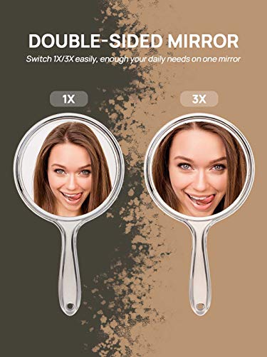 Compact Double-Sided Magnifying Mirror