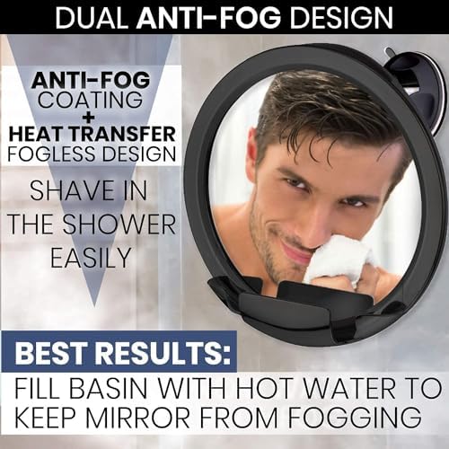 MIRRORVANA Dual Antifog Shower Mirror with Razor Holder