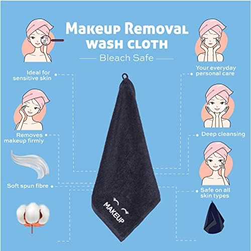 White Classic Bleach Safe Black Makeup Washcloths