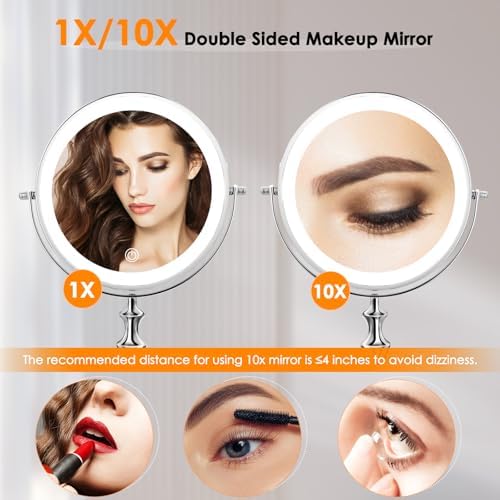 Dirket 8 Double-Sided Rechargeable Makeup Mirror with 10X Magnification
