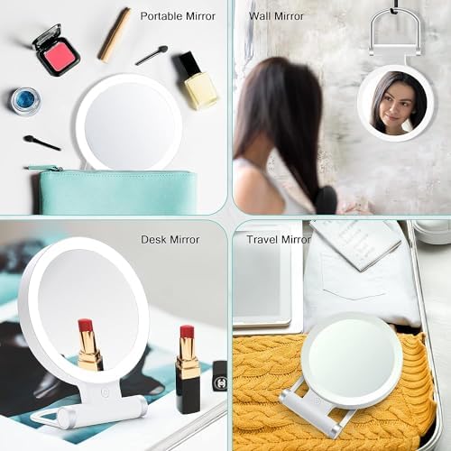 Double-Sided Travel Magnifying Mirror with 20X LED Light