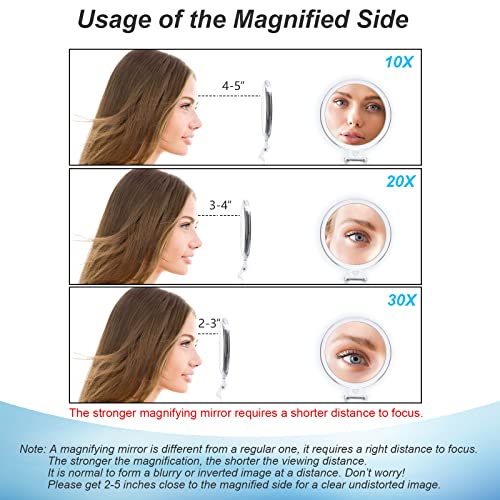 30x Magnifying Handheld Mirror with 2-Sided Adjustable Stand