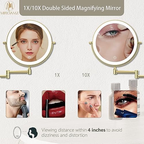 8-inch Rechargeable Wall-Mounted Makeup Vanity Mirror