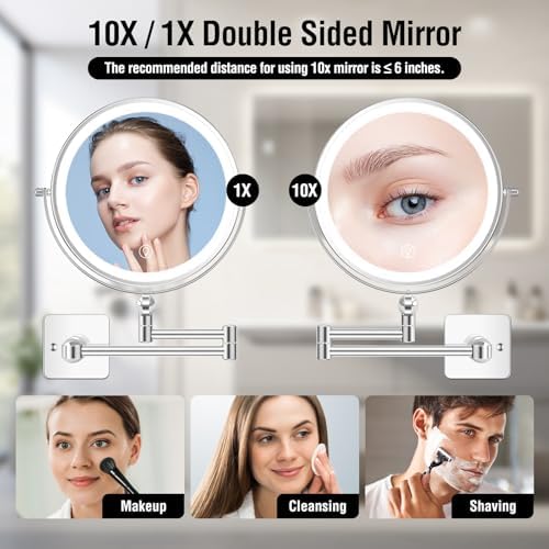 Large 360-Rotation Makeup Mirror with Detachable Towel Ring