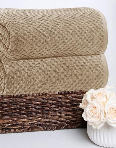 Luxury Euro Spa Bath Towels Set - 2 x 35x70 Waffle Weave Cotton Towels