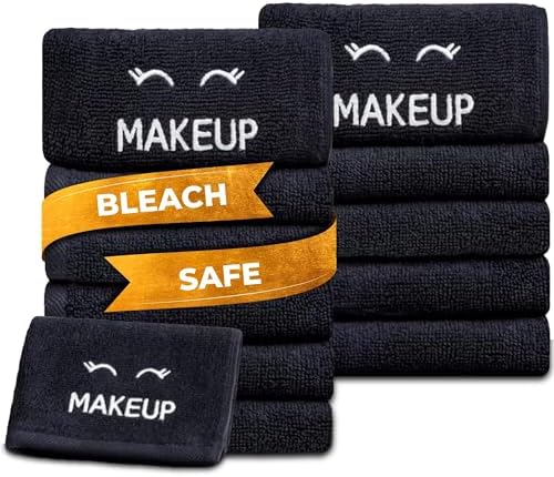 White Classic Bleach Safe Black Makeup Washcloths