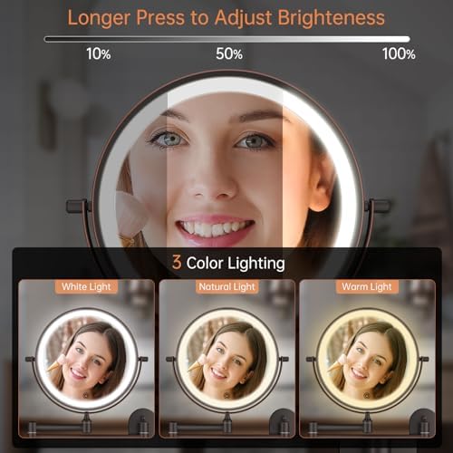 FUNTOUCH Wall Mounted Lighted Makeup Vanity Mirror