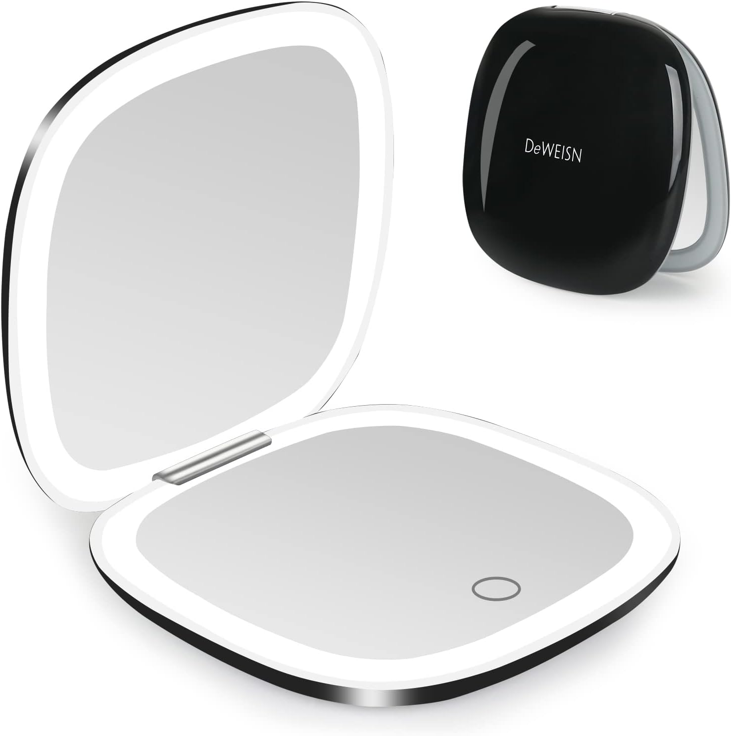 Deweisn Compact Mirror Travel Makeup Mirror with Rechargeable LED Lights