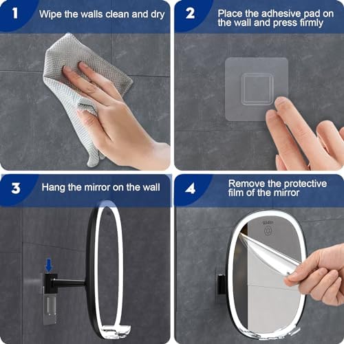 UV-Resistant LED Shower Mirror with Razor Holder