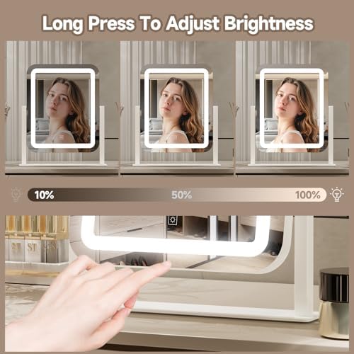 Adjustable 16x14 Vanity Mirror with Touch Screen and LED Lights