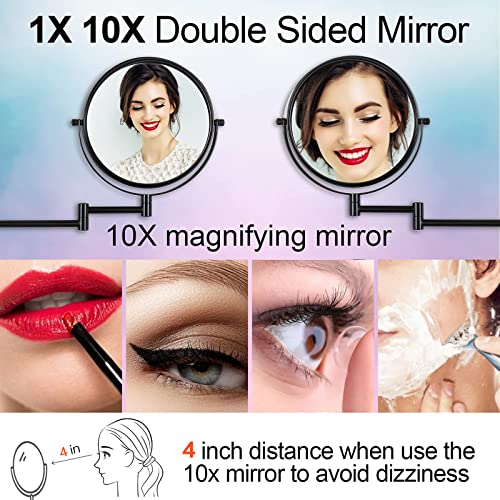 Versatile 360 Matte Black Makeup Mirror