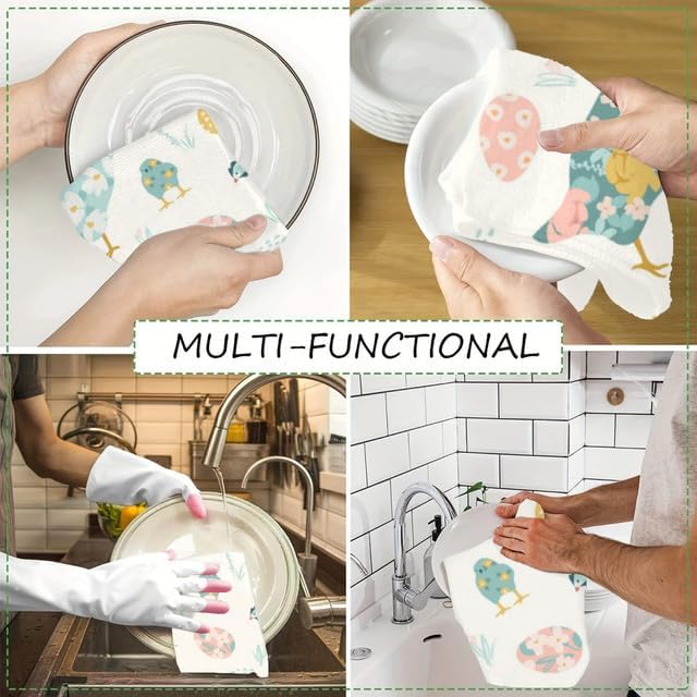 Boylee Eco-Friendly Kitchen Towels Happy Easter Print