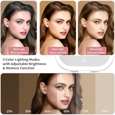 DESCHEN Rechargeable Travel Makeup Vanity Mirror with Lights and Magnification