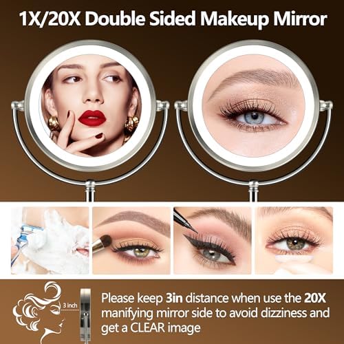 20X Magnifying Makeup Mirror with Rechargeable Lights