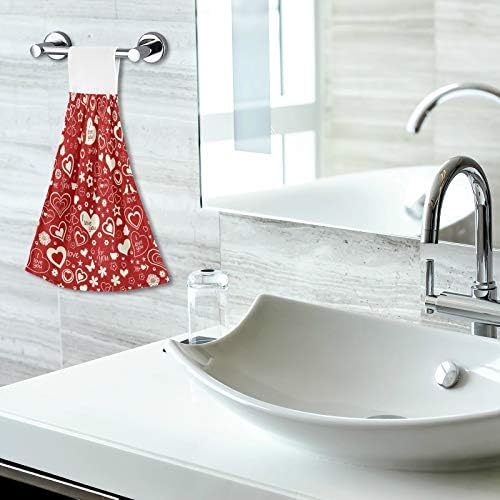 Exnundod Red Heart Hanging Towels Red for Kitchen Bathroom