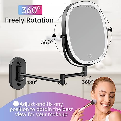 FUNTOUCH Wall Mounted Makeup Vanity Mirror Dual Magnification