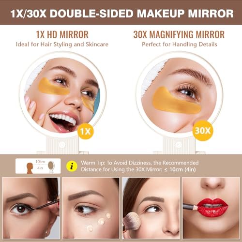 1X30X Double Sided Magnifying Mirror with Light Adjustable Handles