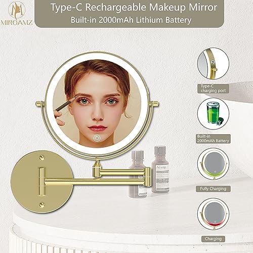 8-inch Rechargeable Wall-Mounted Makeup Vanity Mirror