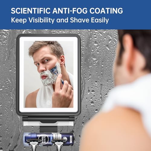 Fog-Free Shaving Mirror with Squeegee