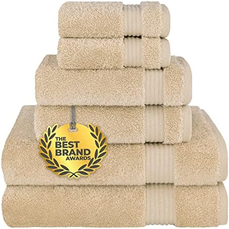 6-Piece Turkish Towels Set - Soft Absorbent Cotton for Bathroom Use