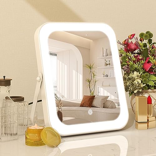 8x10 Lighted Vanity Mirror with Smart Dimming Stylish Design for Makeup