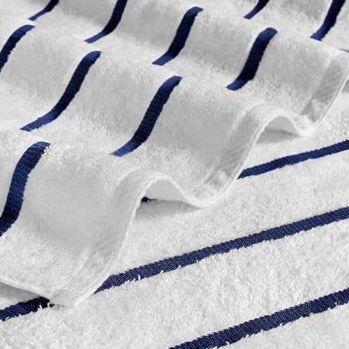GT Globaltex 100 Turkish Cotton Premium Beach Towel Blue Striped 32x64 500 GSM