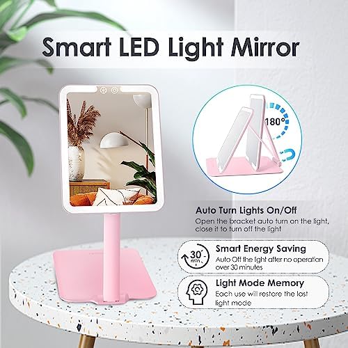 Foldable Portable Makeup Mirror with Light for Travel