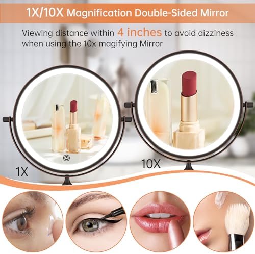 FUNTOUCH Wall Mounted Lighted Makeup Vanity Mirror