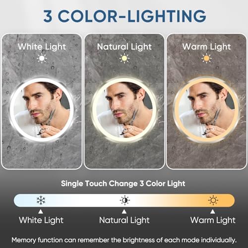 KEDSUM Heated Shower Mirror fogless 360 Swivel Rechargeable Glass for Shaving
