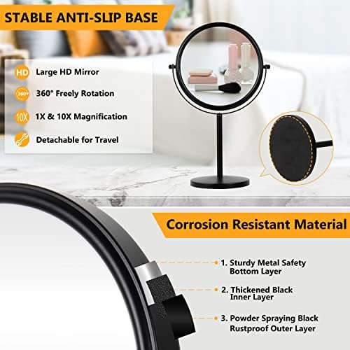 ALHAKIN 10x Magnifying Makeup Mirror Swivel Tabletop for detailed beauty