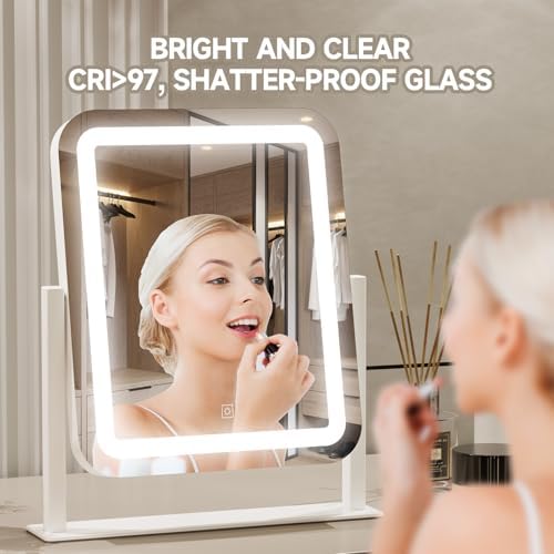 Adjustable 16x14 Vanity Mirror with Touch Screen and LED Lights