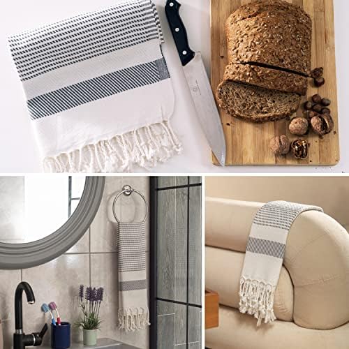 Ruvy 2-Piece Turkish Cotton Hand Towels - Soft Quick-Dry Light Grey