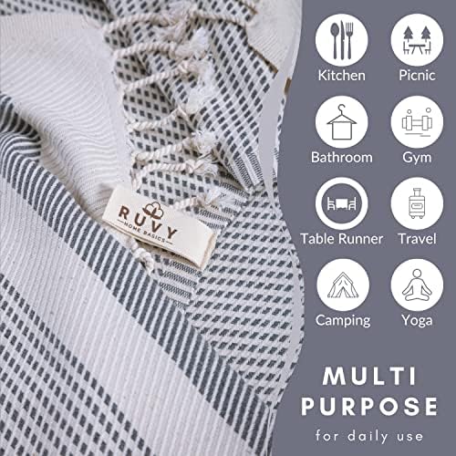 Ruvy 2-Piece Turkish Cotton Hand Towels - Soft Quick-Dry Light Grey