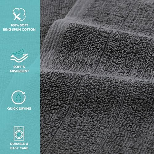 Premium Ring Spun Cotton Washcloths - Dark Grey