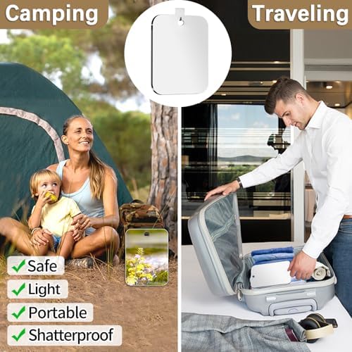 JKNEIWA - 8x6 Medium Fogless Showers Small Mirrors for Travel Camping