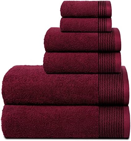Belizzi Home 100 Cotton Ultra Soft 6-Pak Bath Hand Towels burgundy