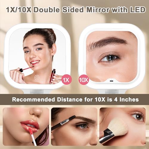 Stylish Travel Makeup Mirror with Magnifying Lens and Lights