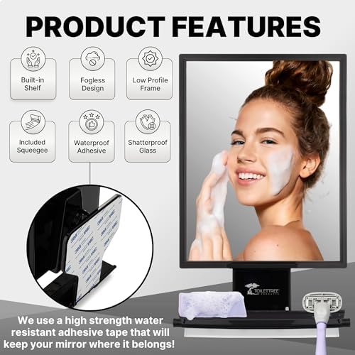Toilet Tree BostaShowerFixer - Anti-Fog Adjustable Shower Mirror for Bathroom