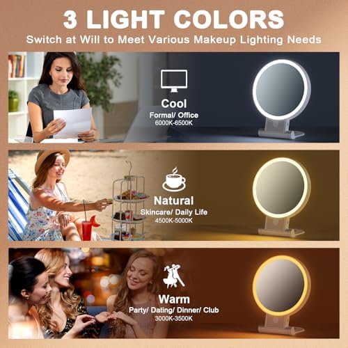 1X30X Double Sided Magnifying Mirror with Light Adjustable Handles