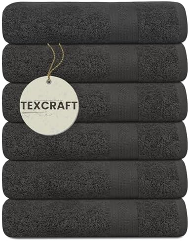 Premium Bath Towel Set - 6 x Terry Cotton Towels 24x48 for Daily Use