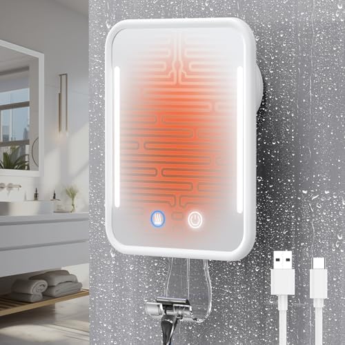 Gospire Heated Shower Mirror Fog-Free Rechargeable