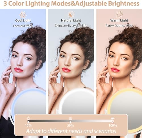 Lighted Makeup Mirror with Rechargeable 1X10X Magnification