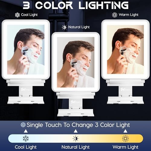 Fog-Free White Shower Mirror