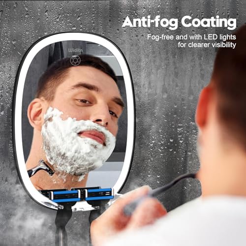 UV-Resistant LED Shower Mirror with Razor Holder