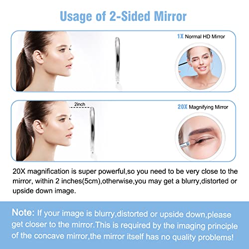JMH 20X Double Sided Makeup Mirror Compact Portable Travel