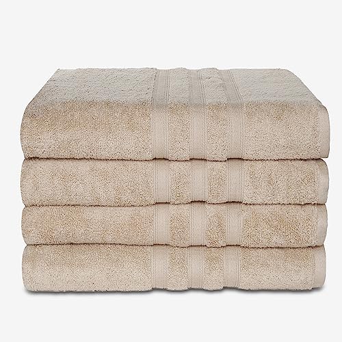4-Piece Linen Beige Bath Sheet Set