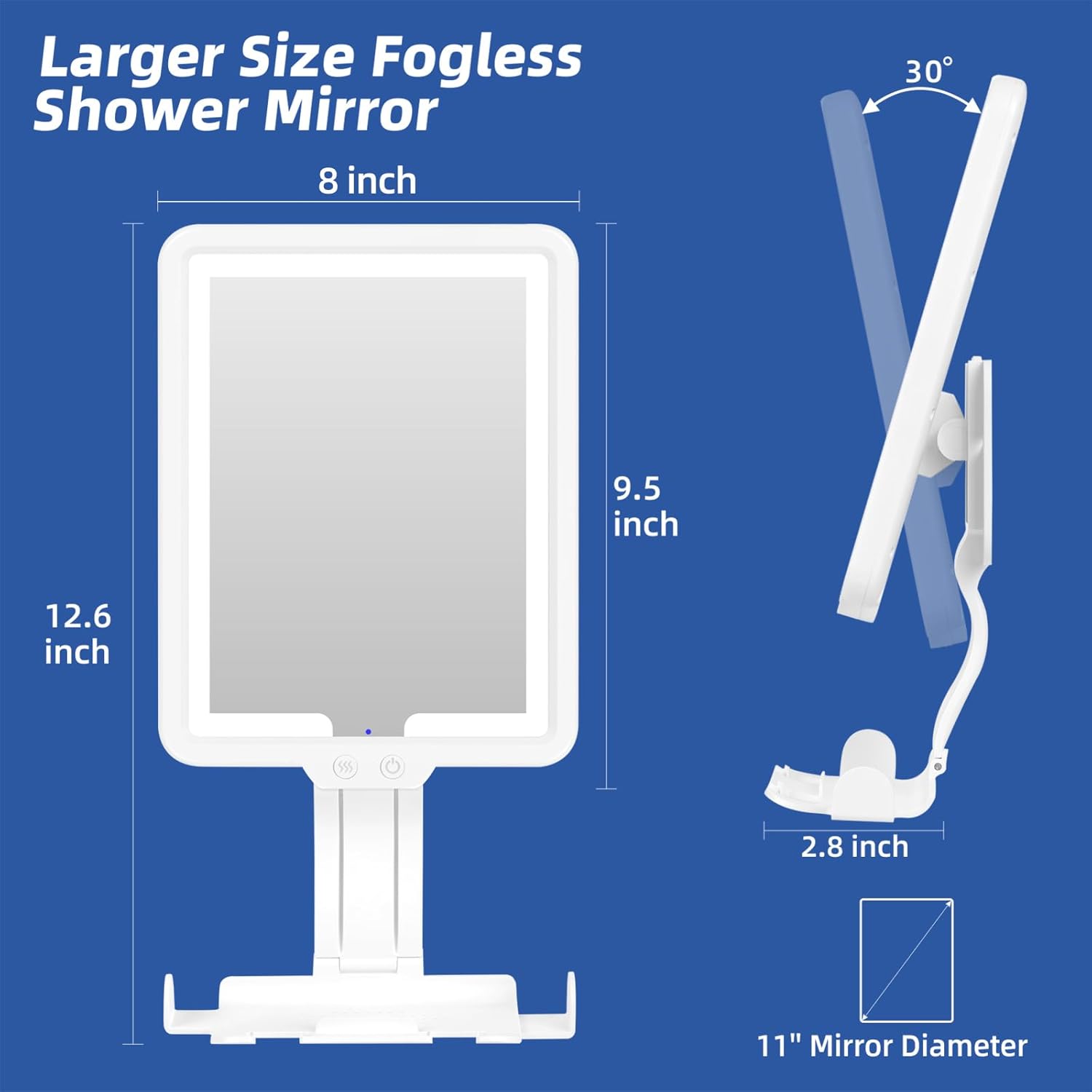 Heated Anti-Fog Shower Mirror for Shavers