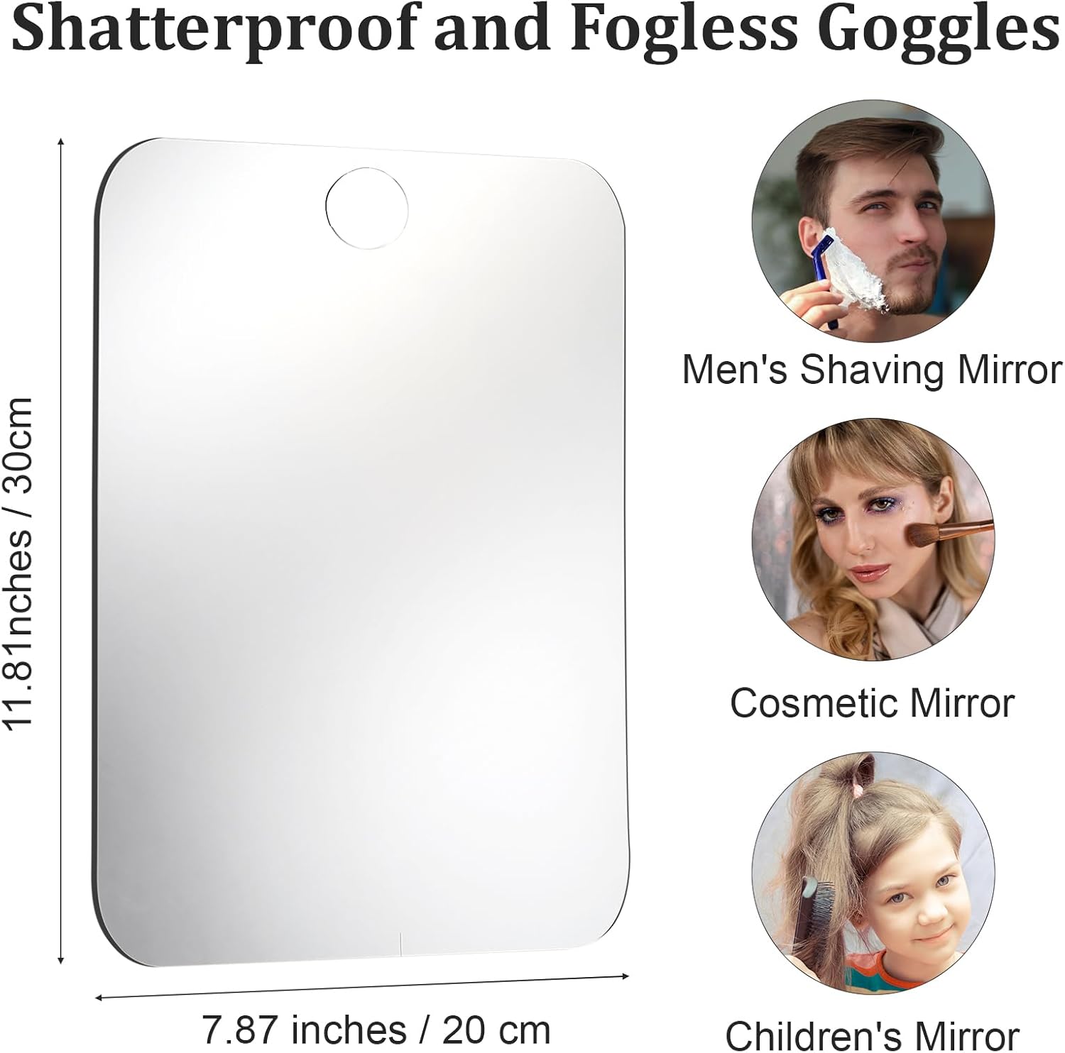 Anti-Fog Travel Mirror Large Shatterproof Shower Mirror for Men