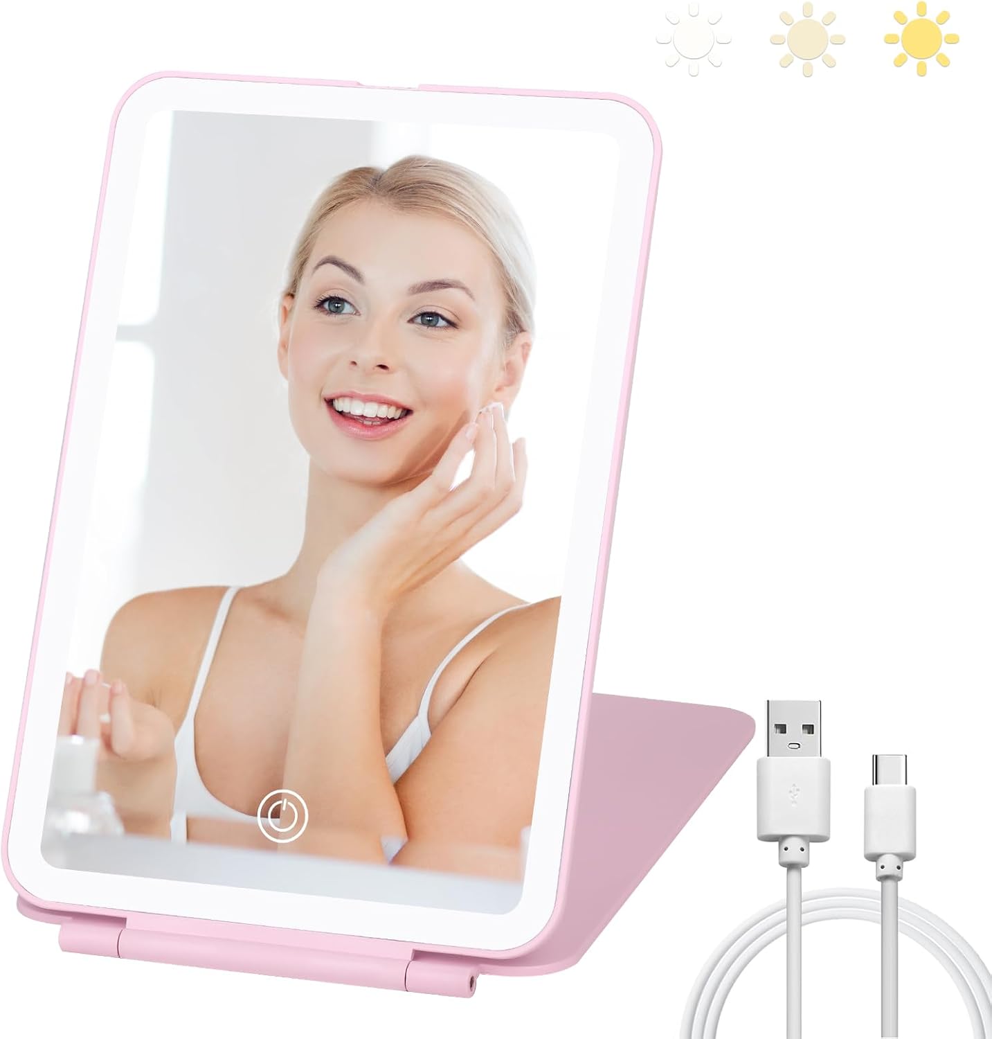 Osteplus Ultra-Thin Pink Travel Makeup Mirror